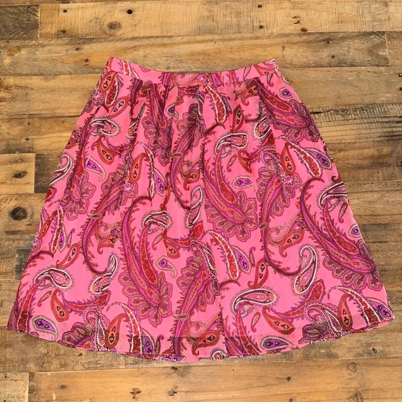 J. Crew 100% Silk Double Pleated Skirt Paisley - Picture 2 of 4